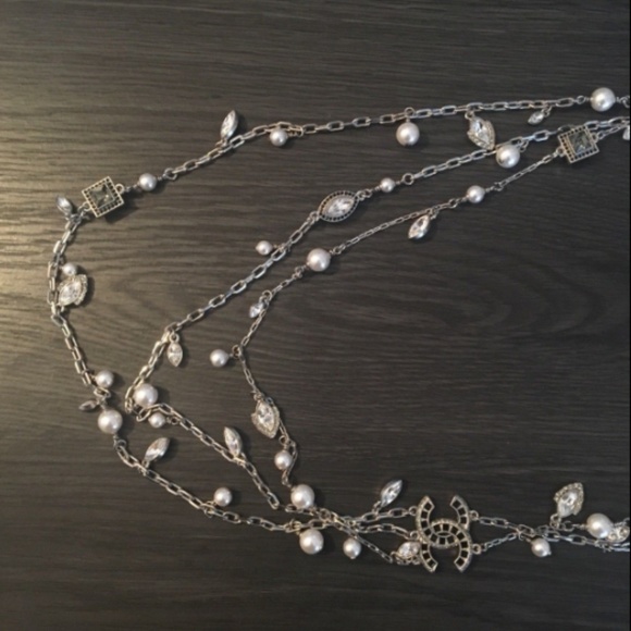 NWB Auth Chanel Silver Cross White Pearl Necklace - Picture 7 of 8